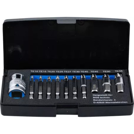 Jeu d'extracteurs de vis | pour profil T défectueux (pour Torx) T10 - T55 | 11 pièces