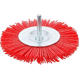 Brosse plate nylon | 100 mm | tige 6 mm