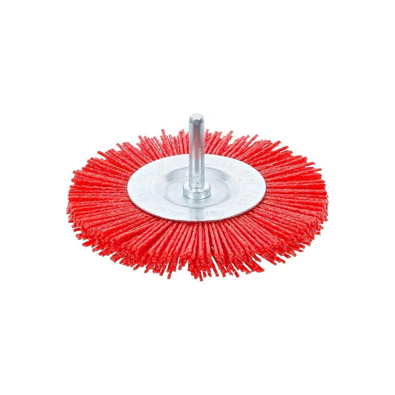 Brosse plate nylon | 100 mm | tige 6 mm Brosse plate nylon | 100 mm | tige 6 mm