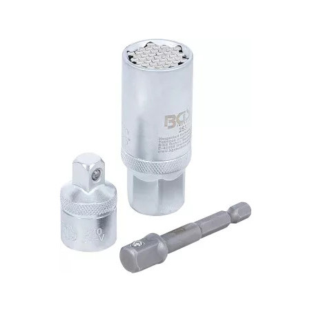 Douille universelle avec jeu d’adaptateurs | 10 mm (3/8") | 9 - 21 mm | 3 pièces