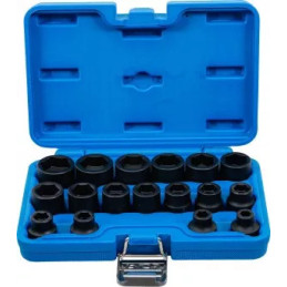 Jeu de douilles à choc, six pans, extra plates | 12,5 mm (1/2") | 8 - 24 mm | 17 pièces