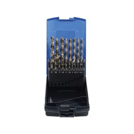 Boite de forets hélicoïdaux | HSS-G M35 | acier de cobalt | 1 - 10 mm | 19 pièces