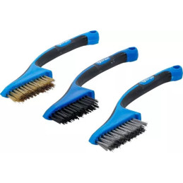 Assortiment de brosses | nylon, laiton, acier inoxydable | 165 mm | 3 piéces