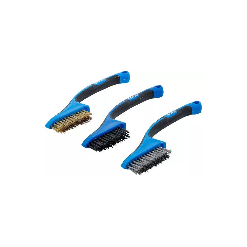 Assortiment de brosses | nylon, laiton, acier inoxydable | 165 mm | 3 piéces Assortiment de brosses | nylon, laiton, acier inoxydable | 165 mm | 3 piéces