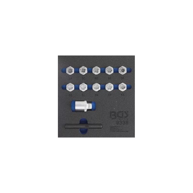Insert de servante d'atelier 1/6 : Jeu d’outils pour écrous antivol pour Mercedes-Benz | 12 pièces Insert de servante d'atelier 1/6 : Jeu d’outils pour écrous antivol pour Mercedes-Benz | 12 pièces