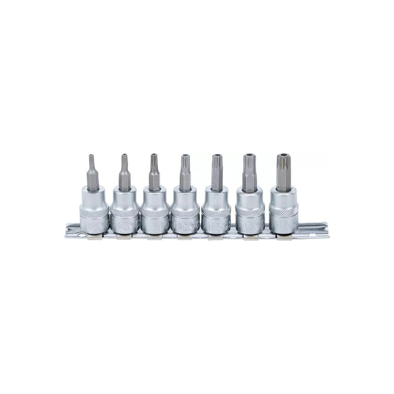 Jeu de douilles à embouts | 10 mm (3/8") | Profil T (pour Torx) avec perçage T15 - T50 | 7 pièces Jeu de douilles à embouts | 10 mm (3/8") | Profil T (pour Torx) avec perçage T15 - T50 | 7 pièces