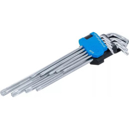 Jeu de clés allen | extra longues + extra courtes | Profil T (pour Torx) T10 - T50 | 9 pièces