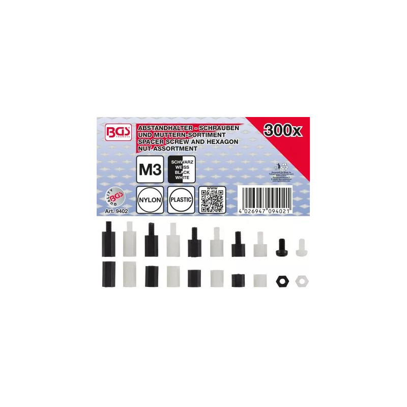 Assortiment de vis de séparation et d’écrous hexagonaux | nylon | 300 pcs. Assortiment de vis de séparation et d’écrous hexagonaux | nylon | 300 pcs.