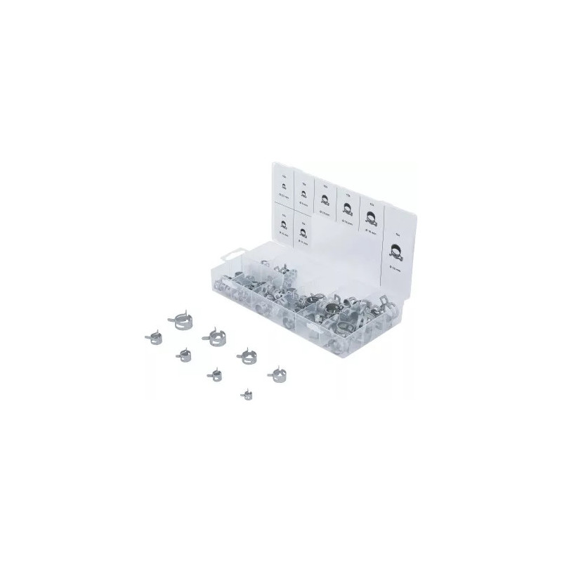 Assortiment de colliers de serrage en acier à ressorts | 80 pièces Assortiment de colliers de serrage en acier à ressorts | 80 pièces