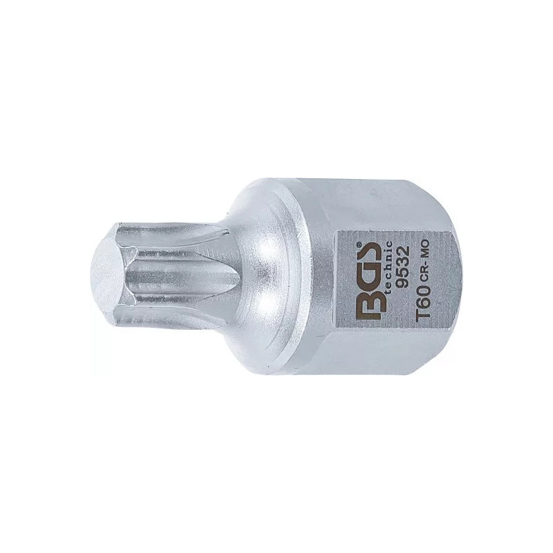 Douille à embouts pour courroies en V | 12,5 mm (1/2"), hexagone mâle 22 mm | profil T (pour Torx) T60 Douille à embouts pour courroies en V | 12,5 mm (1/2"), hexagone mâle 22 mm | profil T (pour Torx) T60