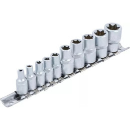 Jeu de douilles à profil E | 6,3 mm (1/4") / 10 mm (3/8") | E4 - E16 | 10 pièces
