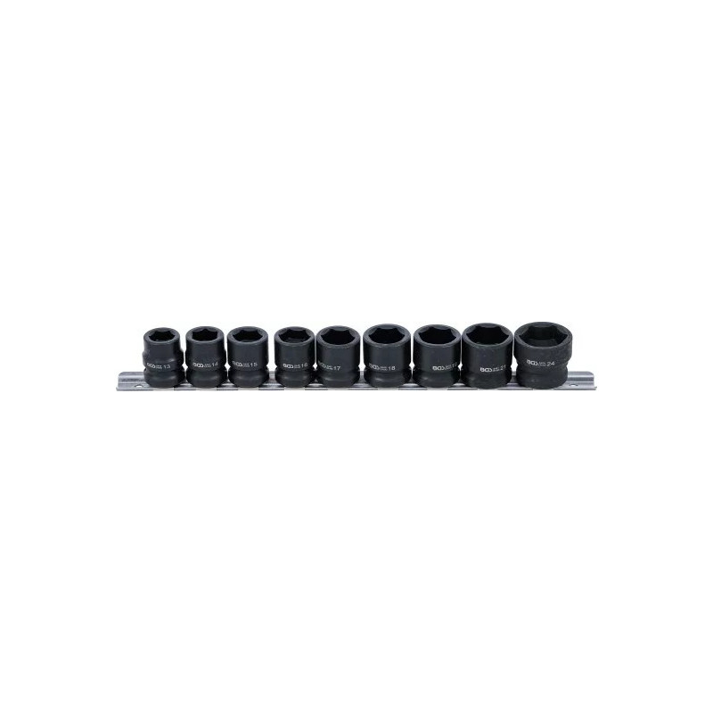 Douille à choc, six pans, extra plates | 12,5 mm (1/2") | 13 - 24 mm | 9 pièces Douille à choc, six pans, extra plates | 12,5 mm (1/2") | 13 - 24 mm | 9 pièces