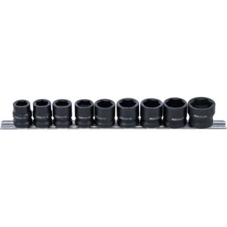 Douille à choc, six pans, extra plates | 12,5 mm (1/2") | 13 - 24 mm | 9 pièces