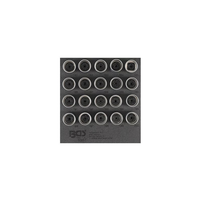 Insert de servante d'atelier 1/6 : Jeu d’outils pour écrous antivol pour Opel (type B) | 20 pièces Insert de servante d'atelier 1/6 : Jeu d’outils pour écrous antivol pour Opel (type B) | 20 pièces
