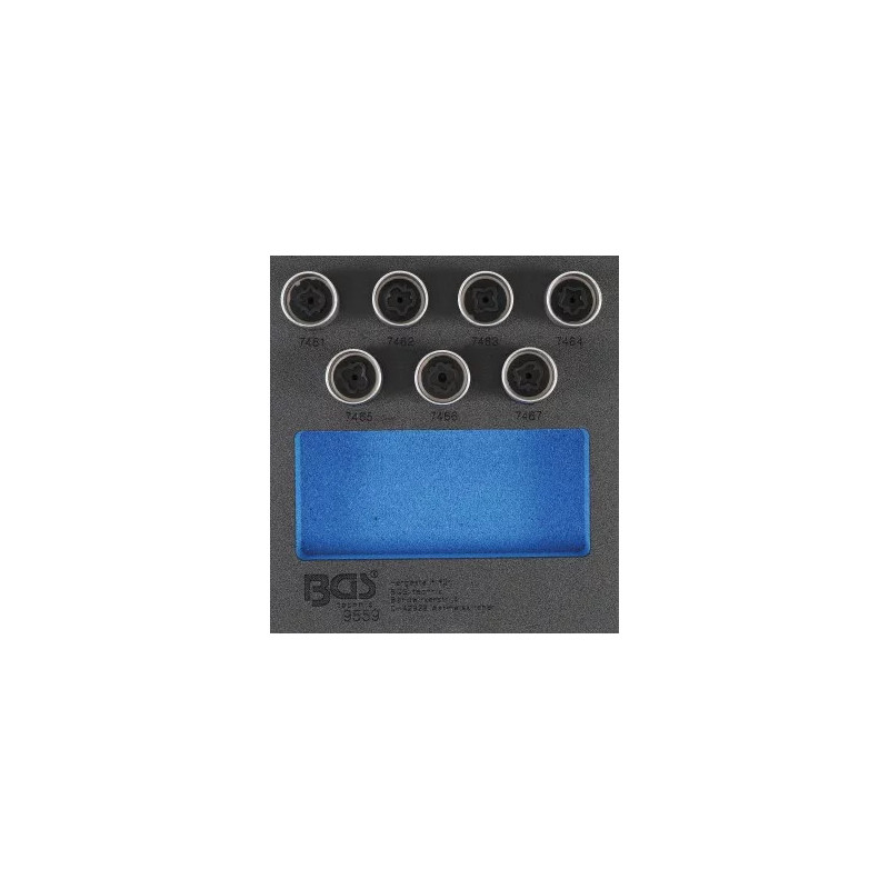 Insert de servante d'atelier 1/6 : Jeu d’outils pour écrous antivol pour Opel, Vauxhall (type D) | 7 pièces Insert de servante d'atelier 1/6 : Jeu d’outils pour écrous antivol pour Opel, Vauxhall (type D) | 7 pièces