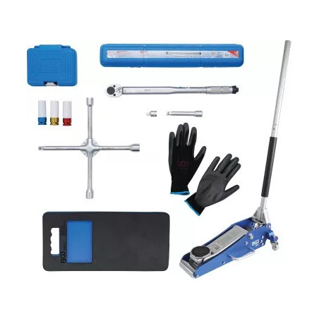 Kit pneus pour changement de roues avec cric rouleur 1,5 t | 10 pièces