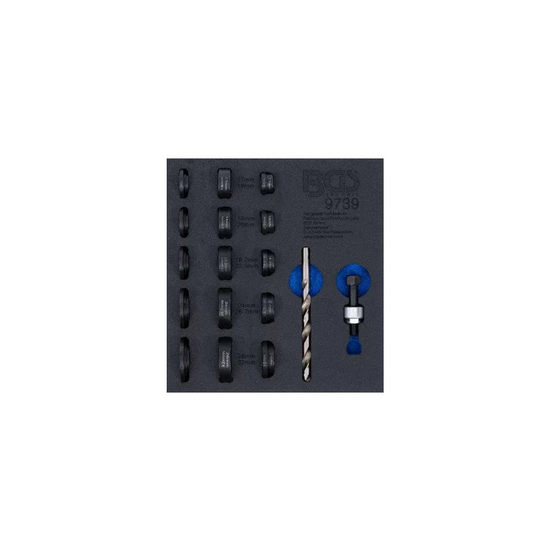 Insert de servante d'atelier 1/6 : Jeu de matrices de poinçonnage | pour capteur de stationnement | Ø 17 - 32 mm Insert de servante d'atelier 1/6 : Jeu de matrices de poinçonnage | pour capteur de stationnement | Ø 17 - 32 mm