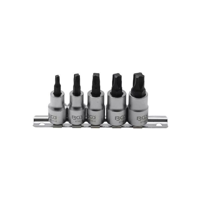 Jeu de douilles à embouts | 10 mm (3/8") | profil carré (pour MTS-Mortorq) MTS0 - MTS04 | 5 pièces Jeu de douilles à embouts | 10 mm (3/8") | profil carré (pour MTS-Mortorq) MTS0 - MTS04 | 5 pièces