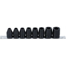 Jeu de douilles à choc, profil E | 12,5 mm (1/2") | E10 - E24 | 8 pièces
