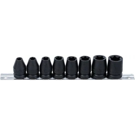 Jeu de douilles à choc, profil E | 12,5 mm (1/2") | E10 - E24 | 8 pièces