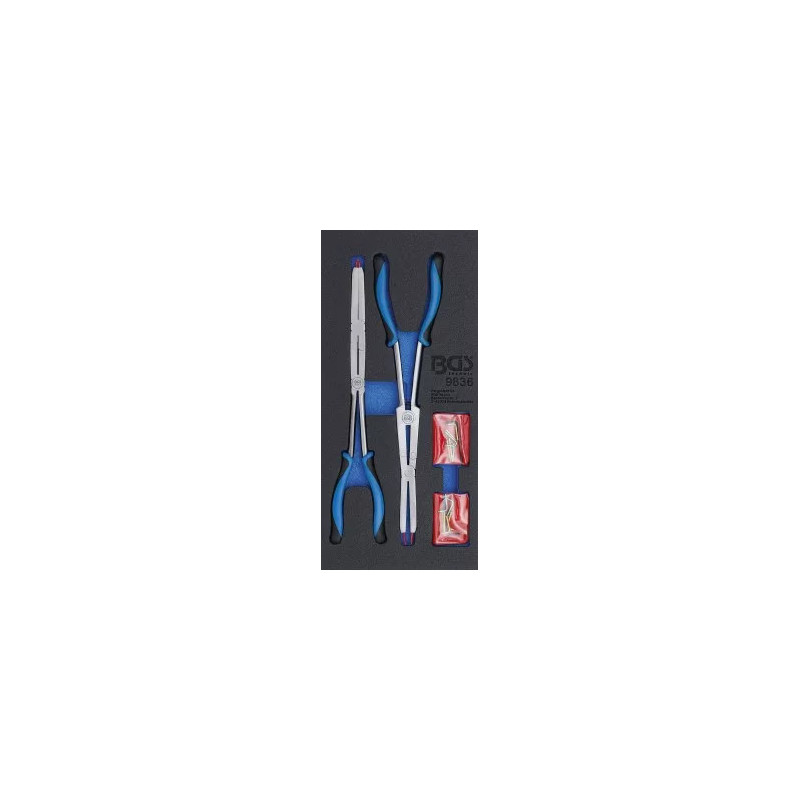 Jeu de pinces pour circlips à double articulation | pointes échangeables | 345 mm Jeu de pinces pour circlips à double articulation | pointes échangeables | 345 mm