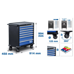 Servante d’atelier XL | 7 tiroirs | avec 301 outils