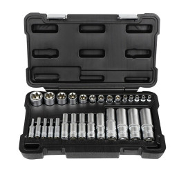 JEU DE 28 DOUILLES TORX COURTES ET LONGUES ZINGUÉES
