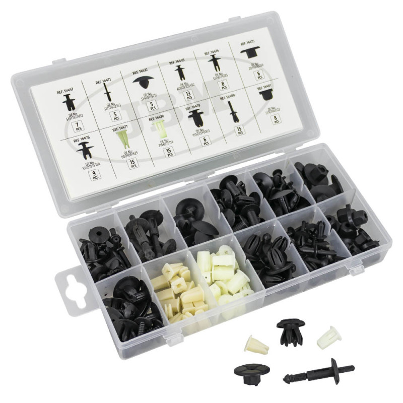ÉTUI DE CLIPS EN PLASTIQUE POUR TAPISSERIE BMW MINI 112 PCS ÉTUI DE CLIPS EN PLASTIQUE POUR TAPISSERIE BMW MINI 112 PCS