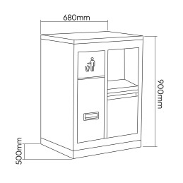 MEUBLE À 3 TIROIRS AVEC PORTE-ROULEAU DE PAPIER