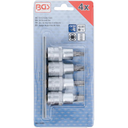 Jeu de douilles à embouts | 12,5 mm (1/2") | Profil T (pour Torx) T40 - T55 | 4 pièces