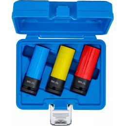 Jeu de douilles de puissance avec protection | 12,5 mm (1/2") | 17 / 19 / 21 mm | 3 pièces