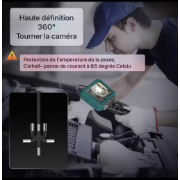 Vidéoscope Endoscope de direction grand écran de 7 pouces, objectif simple/double 3.9mm, 2 voies 360 °