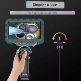 Vidéoscope Endoscope de direction grand écran de 7 pouces, objectif simple/double 3.9mm, 2 voies 360 °
