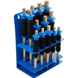 Jeu de chasse-goupilles / pointeaux / burin plat | avec protection des mains | 13 pcs.