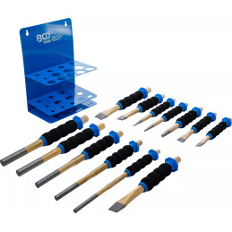 Jeu de chasse-goupilles / pointeaux / burin plat | avec protection des mains | 13 pcs.