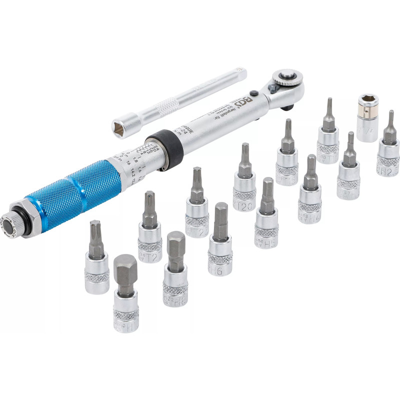 Jeu de clés dynamométrique | 6,3 mm (1/4") | 3 - 24 Nm | 16 pièces