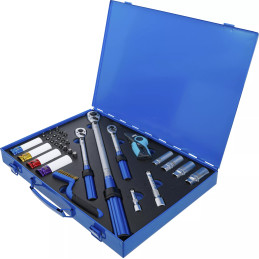 Jeu de clés dynamométrique | 6,3 mm (1/4"), 10 mm (3/8"), 12,5 mm (1/2") | 31 pièces