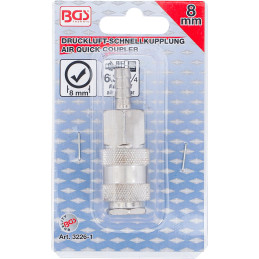 Raccord rapide à air comprimé avec raccord de tuyau 8 mm