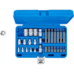 Jeu d'embouts et de clés à douille | profil E / profil T (pour Torx) | 30 pièces