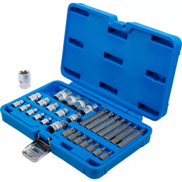Jeu d'embouts et de clés à douille | profil E / profil T (pour Torx) | 30 pièces