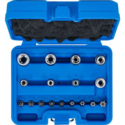 Jeu d'embouts et de clés à douille | profil E / profil T (pour Torx) | 17 pièces