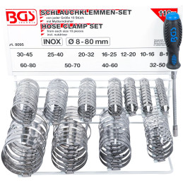 Assortiment de colliers | inoxydable | sur tableau | 111 pièces