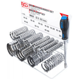 Assortiment de colliers | inoxydable | sur tableau | 111 pièces