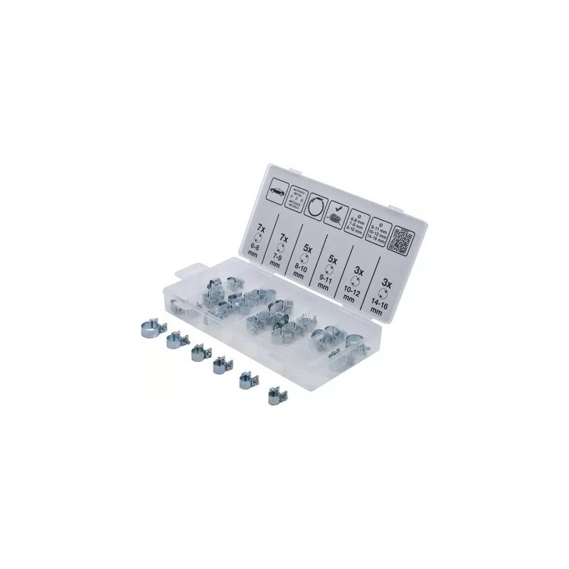 Assortiment de colliers de tuyau | Ø 6 - 16 mm | 30 pièces