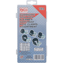 Assortiment de colliers de tuyau à revêtement caoutchouc | Ø 6 - 16 mm | 18 pièces