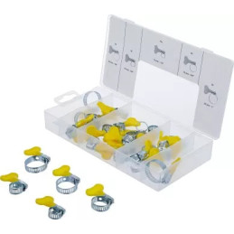 Assortiment de colliers avec écrou papillon | 26 pièces