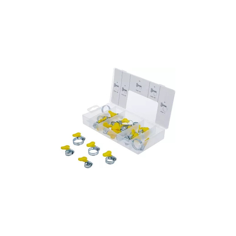 Assortiment de colliers avec écrou papillon | 26 pièces Assortiment de colliers avec écrou papillon | 26 pièces
