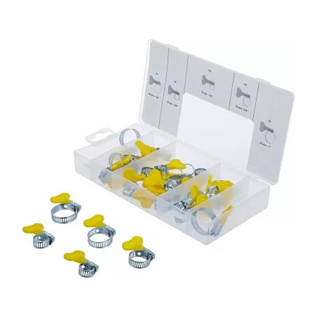 Assortiment de colliers avec écrou papillon | 26 pièces