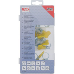 Assortiment de colliers avec écrou papillon | 26 pièces