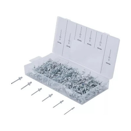 Assortiment de rivets pop | aluminium | 2,4 - 4,8 mm | 400 pièces